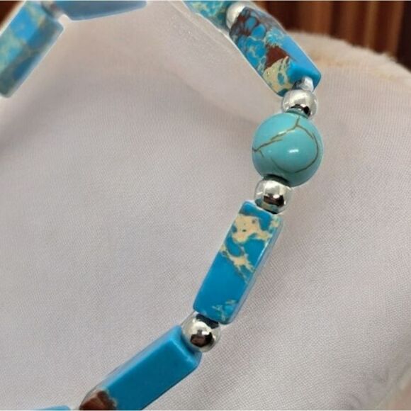 Boho Turquoise Beaded Bracelet Bohemian Western Tribal Aztec Fashion Jewelry NWT - Picture 2 of 4
